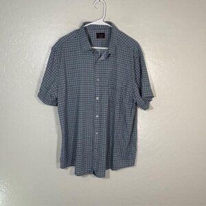 UNTUCKit Shirt Mens 2XL Navy Keller Short Sleeve Button Front Geometric Print